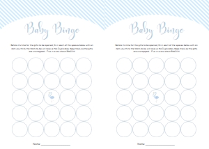 STR-BLU-10-B1204 - STRIPE - BLUE - BABY BINGO GAME - LETTER: STR-BLU-10-B1256 - STRIPE - BLUE - BABY SHOWER GAME BUNDLE