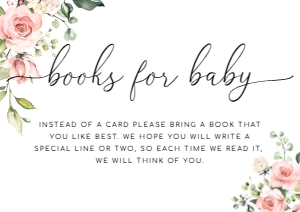 DAR-PNK-2-B209 - DARCY FLORAL - PINK - BOOKS FOR BABY CARD - A7: DAR-PNK-1-B139 - DARCY FLORAL PINK - BABY SHOWER INVITATION SUITE