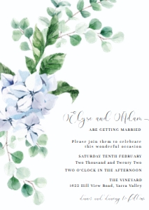 FER-BLU-1-B1219 - FERRAS BLOSSOM - BLUE - WEDDING INVITATION - A6: FER-BLU-1-B1222 - FERRAS BLOSSOM - BLUE - WEDDING INVITATION SUITE