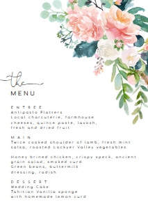 AFB-WHT-12-B496 - AFTERNOON BLOOMS - WHITE - MENU - A6: AFB-WHT-12-B496 - AFTERNOON BLOOMS - WHITE - MENU