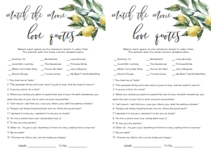 TUL-YEL-10-B1240 - TUSCAN LEMONS - YELLOW - MOVIE LOVE QUOTES GAME - LETTER: TUL-YEL-10-B1242 - TUSCAN LEMONS - YELLOW - BRIDAL SHOWER GAMES BUNDLE