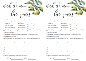 TUL-YEL-10-B1240 - TUSCAN LEMONS - YELLOW - MOVIE LOVE QUOTES GAME - A4: TUL-YEL-10-B1242 - TUSCAN LEMONS - YELLOW - BRIDAL SHOWER GAMES BUNDLE