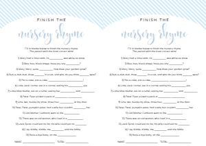 STR-BLU-10-B1245 - STRIPE - BLUE - NURSERY RHYME GAME - A4: STR-BLU-10-B1256 - STRIPE - BLUE - BABY SHOWER GAME BUNDLE