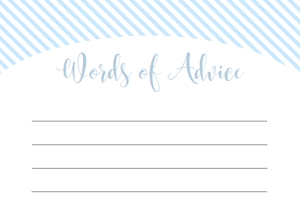 STR-BLU-10-B1248 - STRIPE - BLUE - WORDS OF ADVICE CARD - 3.5" x 5": STR-BLU-10-B1256 - STRIPE - BLUE - BABY SHOWER GAME BUNDLE