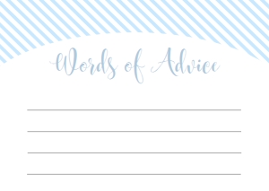STR-BLU-10-B1248 - STRIPE - BLUE - WORDS OF ADVICE CARD - A6: STR-BLU-10-B1256 - STRIPE - BLUE - BABY SHOWER GAME BUNDLE