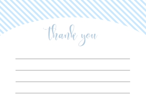 STR-BLU-10-B1249 - STRIPE - BLUE - THANK YOU CARD - 3.5" x 5": STR-BLU-10-B1256 - STRIPE - BLUE - BABY SHOWER GAME BUNDLE