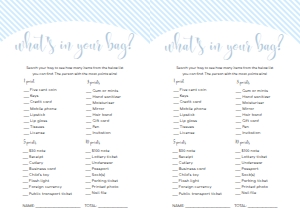 STR-BLU-10-B1247 - STRIPE - BLUE - WHATS IN YOUR BAG GAME - LETTER: STR-BLU-10-B1256 - STRIPE - BLUE - BABY SHOWER GAME BUNDLE