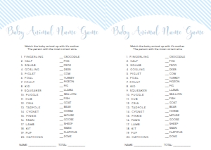 STR-BLU-10-B1246 - STRIPE - BLUE - BABY ANIMAL NAME GAME - A4: STR-BLU-10-B1256 - STRIPE - BLUE - BABY SHOWER GAME BUNDLE