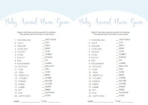 STR-BLU-10-B1246 - STRIPE - BLUE - BABY ANIMAL NAME GAME - LETTER: STR-BLU-10-B1256 - STRIPE - BLUE - BABY SHOWER GAME BUNDLE