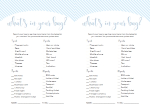 STR-BLU-10-B1247 - STRIPE - BLUE - WHATS IN YOUR BAG GAME - A4: STR-BLU-10-B1256 - STRIPE - BLUE - BABY SHOWER GAME BUNDLE