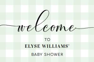 GIN-GRE-3-B011-GINGHAM GREEN - WELCOME SIGN - LANDSCAPE - 24" x 36": GIN-GRE-3-B011-GINGHAM GREEN - WELCOME SIGN - LANDSCAPE