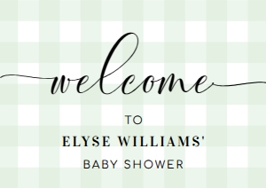 GIN-GRE-3-B011-GINGHAM GREEN - WELCOME SIGN - LANDSCAPE - A2: GIN-GRE-3-B011-GINGHAM GREEN - WELCOME SIGN - LANDSCAPE