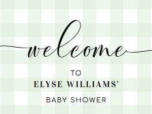 GIN-GRE-3-B011-GINGHAM GREEN - WELCOME SIGN - LANDSCAPE - 18" x 24": GIN-GRE-3-B011-GINGHAM GREEN - WELCOME SIGN - LANDSCAPE