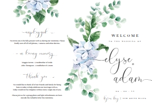 FER-BLU-11-B1253 - FERRAS BLOSSOM - BLUE - WEDDING PROGRAM - A4: FER-BLU-11-B1253 - FERRAS BLOSSOM - BLUE - WEDDING PROGRAM