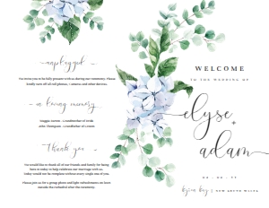FER-BLU-11-B1253 - FERRAS BLOSSOM - BLUE - WEDDING PROGRAM - LETTER: FER-BLU-11-B1253 - FERRAS BLOSSOM - BLUE - WEDDING PROGRAM