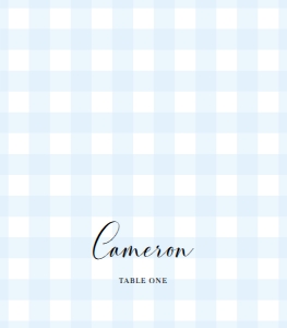 GIN-BLU-5-B928 - GINGHAM - BLUE - TENT PLACE CARDS - 3.5" x 4": GIN-BLU-5-B928_B - GINGHAM - BLUE - PLACE CARDS