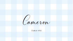GIN-BLU-5-B928 - GINGHAM - BLUE - FLAT PLACE CARDS - 3.5" x 2": GIN-BLU-5-B928_B - GINGHAM - BLUE - PLACE CARDS