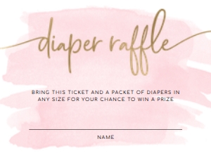 WAT-PNK-10-B288 - WATERCOLOUR PINK - GOLD FOIL - DIAPER RAFFLE TICKET - 5.5" x 4": WAT-PNK-1-B2853 - WATERCOLOUR - PINK GOLD - BABY BRUNCH INVITATION SUITE