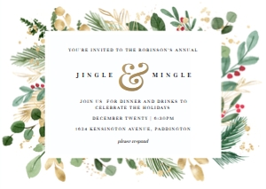 MER-WHT-1-B1263 - MERRIMENT CHRISTMAS - WHITE - JINGLE AND MINGLE INVITATION - A6: MER-WHT-1-B1263 - MERRIMENT CHRISTMAS - WHITE - JINGLE AND MINGLE INVITATION