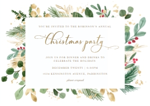MER-WHT-1-B1264 - MERRIMENT CHRISTMAS - WHITE - CHRISTMAS PARTY INVITATION - A6: MER-WHT-1-B1264 - MERRIMENT CHRISTMAS - WHITE - CHRISTMAS PARTY INVITATION