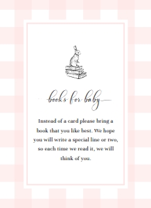 GIN-PNK-2-B433 - GINGHAM - PINK - BUNNY BOOKS FOR BABY CARD - 5.5" x 4": GIN-PNK-1-B2237 - GINGHAM - PINK BUNNY - BABY SHOWER INVITATION SUITE