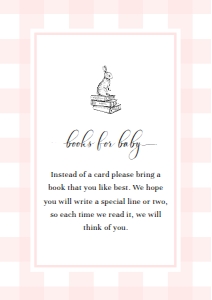 GIN-PNK-2-B433 - GINGHAM - PINK - BUNNY BOOKS FOR BABY CARD - A7: GIN-PNK-1-B2237 - GINGHAM - PINK BUNNY - BABY SHOWER INVITATION SUITE