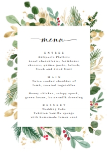 MER-WHT-12-B1277 - MERRIMENT CHRISTMAS - WHITE - MENU - A6: MER-WHT-12-B1277 - MERRIMENT CHRISTMAS - WHITE - MENU