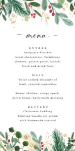 MER-WHT-12-B1277 - MERRIMENT CHRISTMAS - WHITE - MENU - 4" x 8": MER-WHT-12-B1277 - MERRIMENT CHRISTMAS - WHITE - MENU