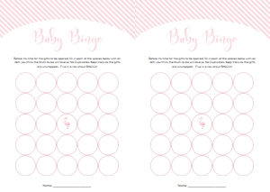 STR-PNK-10-B1204 - STRIPE - PINK - BABY BINGO GAME - A4: STR-PNK-10-B1256 - STRIPE - PINK - BABY SHOWER GAME BUNDLE