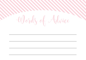 STR-PNK-10-B1248 - STRIPE - PINK - WORDS OF ADVICE CARD - 3.5" x 5": STR-PNK-10-B1256 - STRIPE - PINK - BABY SHOWER GAME BUNDLE