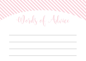 STR-PNK-10-B1248 - STRIPE - PINK - WORDS OF ADVICE CARD - A6: STR-PNK-10-B1256 - STRIPE - PINK - BABY SHOWER GAME BUNDLE