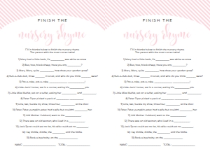 STR-PNK-10-B1245 - STRIPE - PINK - NURSERY RHYME GAME - A4: STR-PNK-10-B1256 - STRIPE - PINK - BABY SHOWER GAME BUNDLE