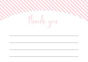 STR-PNK-10-B1249 - STRIPE - PINK - THANK YOU CARD - 3.5" x 5": STR-PNK-10-B1256 - STRIPE - PINK - BABY SHOWER GAME BUNDLE