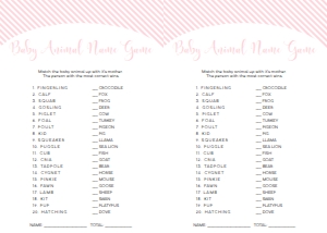 STR-PNK-10-B1246 - STRIPE - PINK - BABY ANIMAL NAME GAME - LETTER: STR-PNK-10-B1256 - STRIPE - PINK - BABY SHOWER GAME BUNDLE