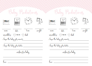 STR-PNK-10-B1250 - STRIPE - PINK - BABY PREDICTIONS GAME - LETTER: STR-PNK-10-B1256 - STRIPE - PINK - BABY SHOWER GAME BUNDLE