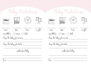 STR-PNK-10-B1250 - STRIPE - PINK - BABY PREDICTIONS GAME - A4: STR-PNK-10-B1256 - STRIPE - PINK - BABY SHOWER GAME BUNDLE
