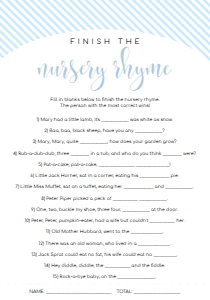 STR-BLU-10-B1245 - STRIPE - BLUE - NURSERY RHYME GAME - 3.5" x 5": STR-BLU-10-B1256 - STRIPE - BLUE - BABY SHOWER GAME BUNDLE
