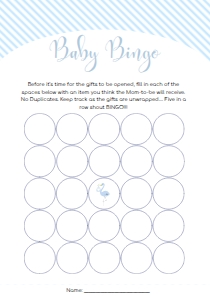 STR-BLU-10-B1204 - STRIPE - BLUE - BABY BINGO GAME - 3.5" x 5": STR-BLU-10-B1256 - STRIPE - BLUE - BABY SHOWER GAME BUNDLE
