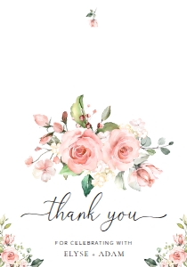 DAR-PNK-8-B389 - DARCY FLORAL - PINK - FOLDED THANK YOU CARDS - 5" x 7": DAR-PNK-8-B389 - DARCY FLORAL - PINK - FOLDED THANK YOU CARDS