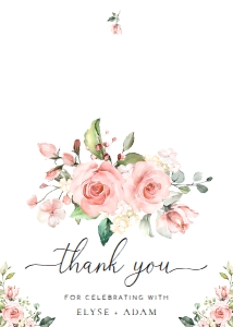 DAR-PNK-8-B389 - DARCY FLORAL - PINK - FOLDED THANK YOU CARDS - 3.5" x 5": DAR-PNK-8-B389 - DARCY FLORAL - PINK - FOLDED THANK YOU CARDS