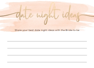 WAT-PEA-10-B588 - WATERCOLOUR PEACH - GOLD FOIL - DATE NIGHT IDEAS CARDS - 5.5" x 4": WAT-PEA-10-B593 - WATERCOLOUR PEACH - GOLD FOIL - BRIDAL SHOWER GAMES BUNDLE