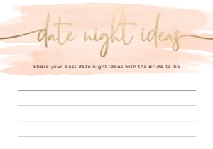 WAT-PEA-10-B588 - WATERCOLOUR PEACH - GOLD FOIL - DATE NIGHT IDEAS CARDS - 3.5" x 5": WAT-PEA-10-B593 - WATERCOLOUR PEACH - GOLD FOIL - BRIDAL SHOWER GAMES BUNDLE