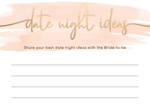 WAT-PEA-10-B588 - WATERCOLOUR PEACH - GOLD FOIL - DATE NIGHT IDEAS CARDS - A6: WAT-PEA-10-B593 - WATERCOLOUR PEACH - GOLD FOIL - BRIDAL SHOWER GAMES BUNDLE