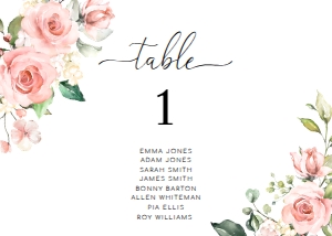 DAR-PNK-9-B046 - DARCY FLORAL PINK - TABLE NUMBERS - LANDSCAPE - 5" x 7": DAR-PNK-9-B046 - DARCY FLORAL PINK - TABLE NUMBERS