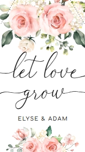 DAR-PNK-6-B1336 - DARCY FLORAL - PINK - LET LOVE GROW FAVOUR TAG - 8cm x 4.5cm: DAR-PNK-6-B1336 - DARCY FLORAL - PINK - LET LOVE GROW FAVOUR TAG