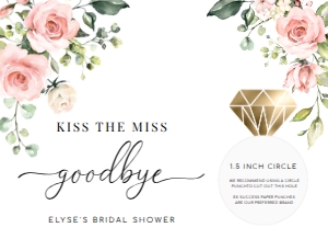 DAR-PNK-6-B330 - DARCY FLORAL - PINK - KISS THE MISS GOODBYE CARD - 5.5" x 4": DAR-PNK-6-B330 - DARCY FLORAL - PINK - KISS THE MISS GOODBYE CARD