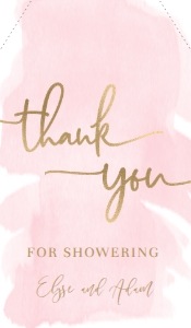 WAT-PNK-6-B329 - WATERCOLOUR PINK - GOLD FOIL - THANK YOU TAGS - 1.75" x 3": WAT-PNK-10-B593 - WATERCOLOUR PINK - GOLD FOIL - BRIDAL SHOWER GAMES BUNDLE