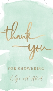 WAT-GRE-6-B329 - WATERCOLOUR GREEN - GOLD FOIL - THANK YOU FAVOUR TAGS - 1.5" X 3": WAT-GRE-10-B598 - WATERCOLOUR GREEN - GOLD - BABY SHOWER GAMES BUNDLE