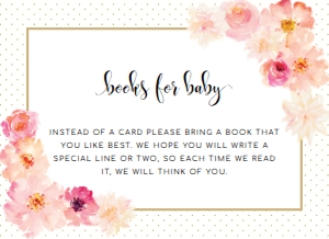 ABV-WHT-2-B1348 - ABBIEVILLE FLORAL - WHITE - BOOKS FOR BABY CARD - 5.5" x 4": ABV-WHT-1-B1350 - ABBIEVILLE FLORAL - WHITE - BABY SHOWER INVITATION SUITE