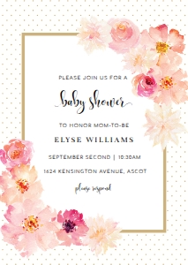 ABV-WHT-1-B1347 - ABBIEVILLE FLORAL - WHITE - BABY SHOWER INVITATION - A6: ABV-WHT-1-B1350 - ABBIEVILLE FLORAL - WHITE - BABY SHOWER INVITATION SUITE
